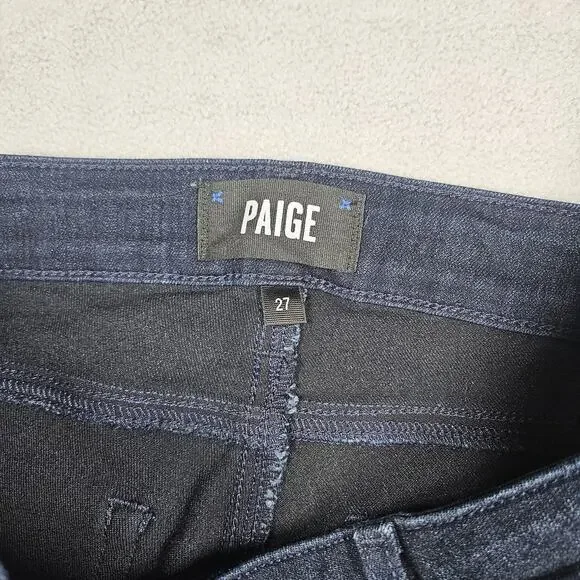 Paige Jeans Womens 27 Manhattan Bootcut Dark Wash Stretch Kolbie Whiskering - Picture 4 of 14